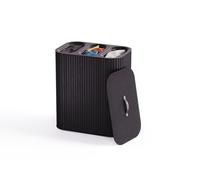 Joseph Joseph Tota Trio Luxe 90L Bamboo Laundry Basket, 3x 30L Compartments, Removable Bags, Carbon Black