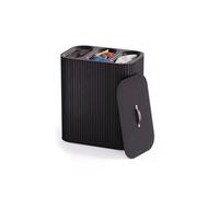 Joseph Joseph Tota Trio Luxe 90L Bamboo Laundry Basket, 3x 30L Compartments, Removable Bags, Carbon Black