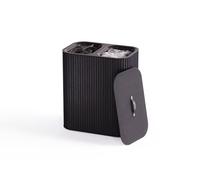 Joseph Joseph Tota Twin Luxe 90L Bamboo Laundry Basket, 2x 45L Compartments, Removable Bags, Carbon Black