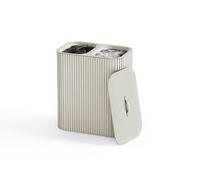 Joseph Joseph Tota Twin Luxe 90L Bamboo Laundry Basket, 2x 45L Compartments, Removable Bags, Ecru