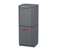 Joseph Joseph Totem Compact 40 Litre Waste Separation and Recycling Kitchen Bin with odour filter, Graphite