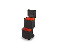 Joseph Joseph Totem Max 60 Litre Waste Separation and Recycling Kitchen Bin with Odour filter and removable food waste caddy, Carbon Black