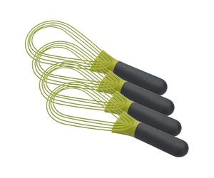 Joseph Joseph Twist Whisk- 2 in 1 - Flat and Balloon Whisk - Suitable for Non-Stick cookware, Silicone, Grey/Green (Pack of 4)
