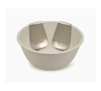Joseph Joseph Uno Salad Bowl with Space-Saving Stainless Steel Servers, BPA free, dishwasher safe - Stone, 8