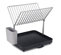 Joseph Joseph Y-Rack - Space saving 2 Tier Dish Drainer Rack with self-draining utensil pot and spout, Grey