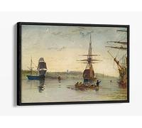 Joseph Mallord William Turner Isle Of Wight Canvas Floater Frame Print Picture Art - Black Frame 24 inch wide x 16 inch high