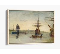 Joseph Mallord William Turner Isle Of Wight Canvas Floater Frame Print Picture Art - Light Oak Frame 24 inch wide x 16 inch high