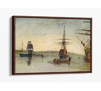 Joseph Mallord William Turner Isle Of Wight Canvas Floater Frame Print Picture Art - Walnut Frame 36 inch wide x 24 inch high