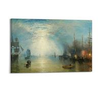 Joseph Mallord William Turner,Keelmen Heaving in Coals by Moonlight,art Prints,Vintage Art,canvas Wall Art,famous Art Prints,V4473 Canvas Poster Wall Art Decor Living Room Bedroom Decoration Posters 1