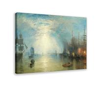 Joseph Mallord William Turner,Keelmen Heaving in Coals by Moonlight,art Prints,Vintage Art,canvas Wall Art,famous Art Prints,V4473 Canvas Poster Bedroom Decor Landscape Office Room Decor Gift 12x18inc