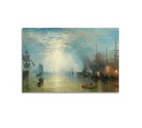 Joseph Mallord William Turner,Keelmen Heaving in Coals by Moonlight,art Prints,Vintage Art,canvas Wall Art,famous Art Prints,V4473 Canvas Poster Wall Art Decor Living Room Bedroom Decoration Posters 1