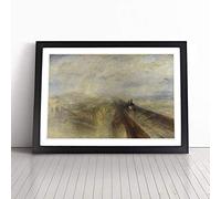 Joseph Mallord William Turner Rain, Steam and Speed | Framed Wall Art Print | Modern Home Decor Picture | Ready to Hang Artwork for Living Room, Bedroom, Kitchen or Office | Multiple Sizes