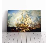 Joseph Mallord William Turner The Battle of Trafalgar | Canvas Wall Art Print | Framed & Ready to Hang Picture | Modern Home Decor for Living Room, Bedroom, Kitchen or Office | 24x16 Inches