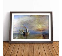 Joseph Mallord William Turner The Fighting Temeraire Framed Wall Art Picture Print - Canvas Painting - Modern Home Décor Poster - Ready to Hang for Living Room Bedroom Kitchen - Walnut A4 (27 x 36 cm)