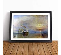 Joseph Mallord William Turner The Fighting Temeraire | Framed Wall Art Print | Modern Home Decor Picture | Ready to Hang Artwork for Living Room, Bedroom, Kitchen or Office | Multiple Sizes