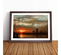 Joseph Mallord William Turner Westminster Sunset | Framed Wall Art Print | Modern Home Decor Picture | Ready to Hang Artwork for Living Room, Bedroom, Kitchen or Office | Multiple Sizes