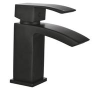 Joseph Miles Descent Waterfall Basin Mixer Tap - Push Button Waste - Matt Black