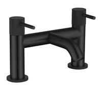Joseph Miles Fenace Bridge Bath Mixer Tap - Curved Spout - Knurled Stick Handles - Matt Black