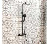 Joseph Miles Kova Square Thermostatic Bar Shower Mixer Valve With Riser Rail Kit - Matt Black