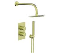 Joseph Miles Kraft Flow Concealed Thermostatic Mixer Valve With Shower Head And Handset - Brushed Brass