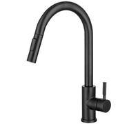 Joseph Miles Liberty Matt Black Pull Out Kitchen Mixer Tap With Swivel Spout - Stainless Steel