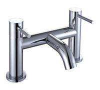 Joseph Miles Titan Flow Chrome Bridge Bath Filler Tap - Curved Spout - Stick Handles - Deck Mounted