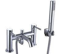 Joseph Miles Titan Flow Chrome Bridge Bath Mixer Tap With Handset And Hose - Deck Mounted