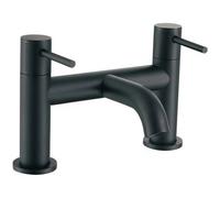 Joseph Miles Titan Flow Matt Black Bridge Bath Filler Tap - Curved Spout - Stick Handles - Deck Mounted