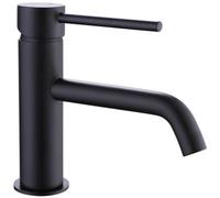 Joseph Miles Titan Flow Matt Black Mono Basin Mixer Tap With Sprung Waste - Stick Handle - Deck Mounted