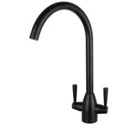 Joseph Miles Tulip Matt Black Kitchen Sink Mixer Tap With Swivel Spout - Brass And Stainless Steel
