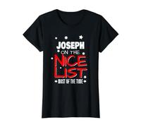 Joseph On The Nice List Funny Christmas Joseph Name Value Graphic T-Shirt, Women, Black, S
