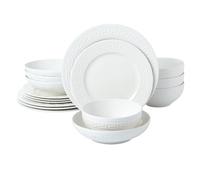 Joseph Sedgh Collection 16-piece Bone China Dinner Set, Service for 4, Greek Key White