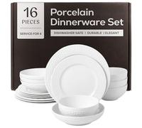 Joseph Sedgh Collection Embossed White Greek Key Porcelain Dinnerware Set, 16-Piece