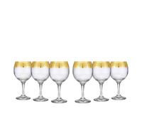 Joseph Sedgh Collection Greek Key Wine Glasses Set of 6-8.8 oz Round Wine Glasses with Stem, Dishwasher Safe Premium European Grade Glassware