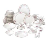 Joseph Sedgh Collection "Romantic Bloom" 57-Piece Bone China Dinnerware Set, Service for 8, Floral with Blue and Gold Trim
