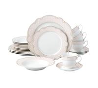 Joseph Sedgh Collection "Sandra" 20-Piece Bone China Dinnerware Set, Service for 4, Blush Pink and Gold