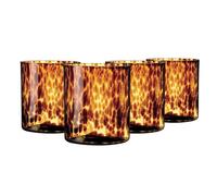 Joseph Sedgh Collection Tortoise Shell DOF Lowball Glass Set of 4 - 10.15 oz Borosilicate Whiskey & Cocktail Glasses - Stylish, Lead-Free, Dishwasher Safe - Gift Box Included