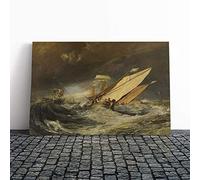 Joseph William Turner Fishing Boats Entering Callais Canvas Print | Gallery Wrapped 30mm Frame Wall Art | 30x20 inches | Ready to Hang | Contemporary Beach Picture | Living Room Bedroom Lounge Office