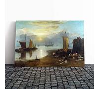 Joseph William Turner Sun Rising Through Vapour (2) Canvas Print | Gallery Wrapped 30mm Frame Wall Art | 30x20 inches | Ready to Hang | Contemporary Picture | Living Room Bedroom Lounge Office
