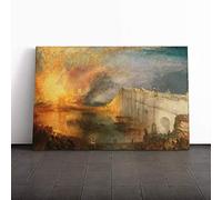 Joseph William Turner The Burning of The Houses of Commons Canvas Print | Gallery Wrapped 30mm Frame Wall Art | 20x14 inches | Ready to Hang | Contemporary Picture | Living Room Bedroom Lounge Office