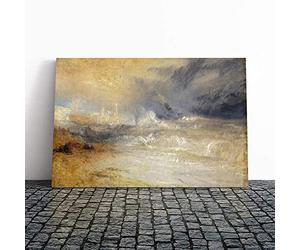 Joseph William Turner Waves Breaking Against The Lee Shore Canvas Print | Gallery Wrapped 30mm Frame Wall Art | 30x20 inches | Ready to Hang | Coastal Seascape Picture | Living Room Lounge Office