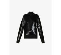 Joseph Womens Black Sequin-embellished Wool-blend Knitted Jumper M