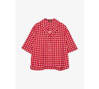 Joseph Womens Crimson Combo Leopold Graphic-print Short-sleeve Cotton and Silk-blend Blouse 14