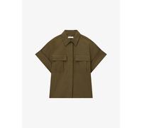 Joseph Womens Joseph Justo Flap-Pocket Cotton-Poplin Shirt Palm Leaf 8