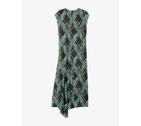Joseph Womens Joseph Lauri Checked Rayon and Silk Maxi Dress Palm Leaf/Chambray 10