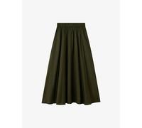 Joseph Womens Joseph Manar Elasticated-Waist Cotton-Sateen Midi Skirt Palm Leaf 16