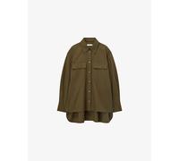 Joseph Womens Joseph Ranya Relaxed-Fit Cotton-Poplin Blouse Palm Leaf 12