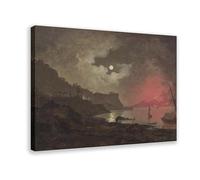 Joseph Wright of Derby - A View of Vesuvius From Posillipo Naples Canvas Art Poster And Wall Art Picture Print Modern Family Bedroom Decor Frame 20x30