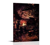 Joseph Wright of Derby - The Blacksmith's Shop Classic Masterpiece Poster Art Canvas Painting Decor Wall Print Photo Home Modern Decoratives 08x12inch(20x30cm)