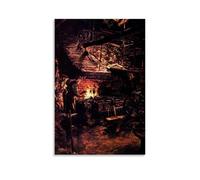 Joseph Wright of Derby - The Blacksmith's Shop Classic Masterpiece Poster Art Print Wall Photo Paint Hanging Picture Family Bedroom Decor 16x24inch(40x60cm)